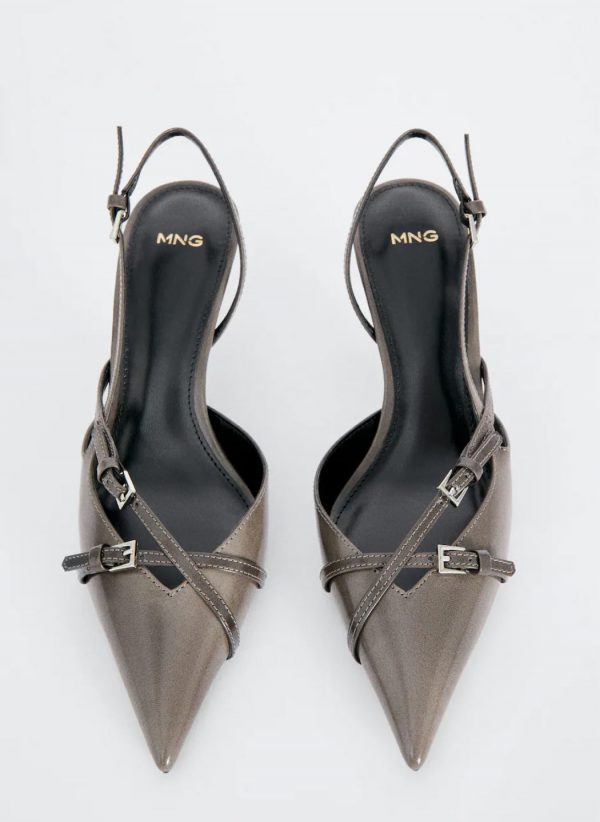 Leather slingblack shoes