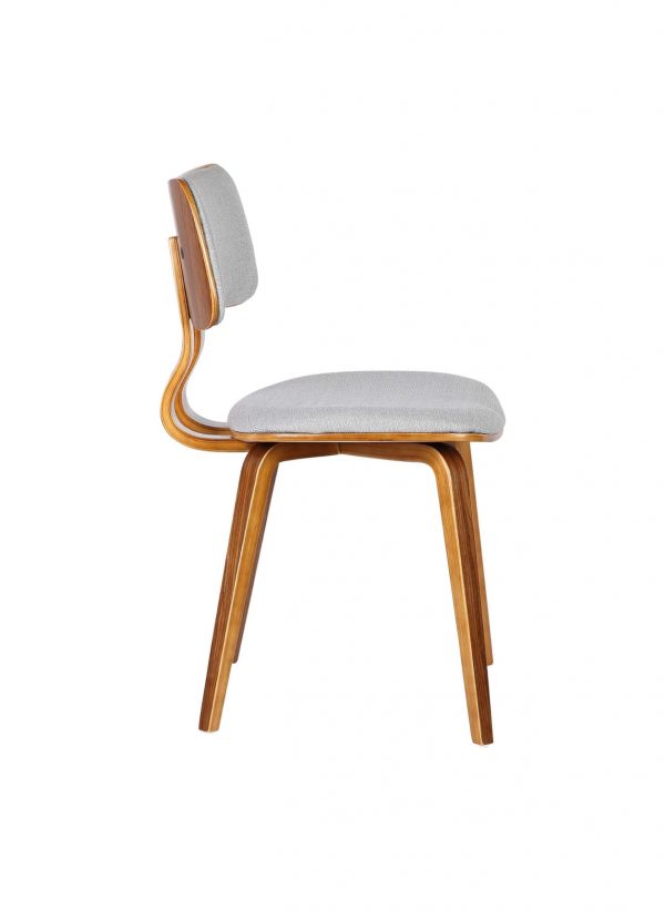 Jaguar Dining Chair in Grey Fabric and Walnut Wood - Image 4